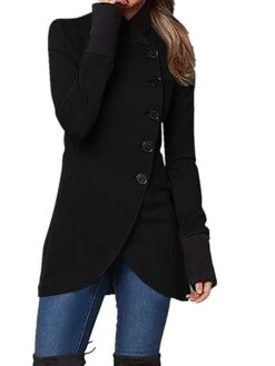 Women's Overcoat Long Pea Coat Single Breasted Stand Collar Trench Coat Christmas Xmas Red Slim Fit Winter Coat Windproof Warm Comtemporary Stylish Casual Jacket Long Sleeve Black Wine Army Green -Xmas Cothing Store ieblkk1695715049804