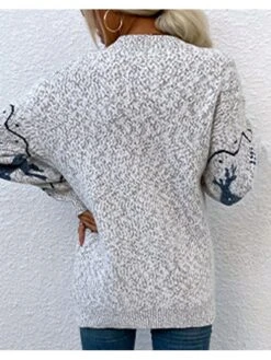 Women's Ugly Christmas Xmas Sweater Cardigan Pullover Sweater Jumper Open Front Knit Acrylic Knitted Fall Winter Christmas Daily Vacation Ethnic Style Vintage Style Elegant Long Sleeve Sheep Snowflake -Xmas Cothing Store ifeihk1631417334406