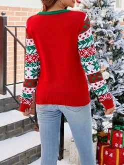 Women's Ugly Christmas Sweater Pullover Sweater Jumper Crew Neck Ribbed Knit Acrylic Oversized Fall Winter Short Xmas Daily Going Out Stylish Casual Soft Long Sleeve Christmas Tree Snowflake -Xmas Cothing Store ifskrn1695262571566