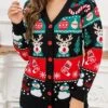 Women's Ugly Christmas Sweater Cardigan Sweater V Neck Ribbed Knit Knit Button Fall Winter Regular Outdoor Christmas Daily Stylish Casual Soft Long Sleeve Elk Snowman Xmas Tree Black S M L -Xmas Cothing Store igwrfw1695111128825