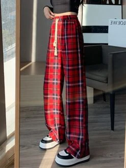 Women's Wide Leg Pants Trousers Full Length Fashion Streetwear Christmas Street Red Green S M Fall Winter -Xmas Cothing Store ihngkz1695792136319