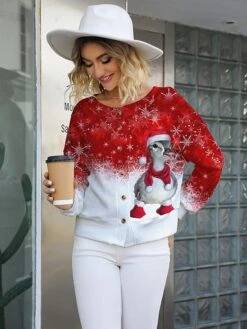 Women's Ugly Christmas Crew Neck Sweater Pullover Sweater Jumper Christmas Sweaters Ribbed Knit Polyester Knitted Print Fall Winter Regular Outdoor Xmas Daily Stylish Casual Soft Long Sleeve