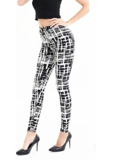 Women's Tartan Print Leggings Full Length Vacation Fashion Christmas Rhombus Pink And Black Navy Blue Stripes One-Size Fall Winter -Xmas Cothing Store inzfsm1696232181812