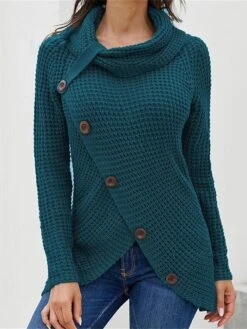 Women's Ugly Christmas Sweater Pullover Sweater Jumper Christmas Sweaters Crew Neck Waffle Knit Acrylic Button Knitted Fall Winter Regular Outdoor Christmas Daily Fashion Casual Soft Long Sleeve -Xmas Cothing Store ioupef1697785138731