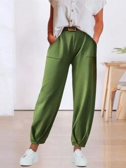 Women's Chinos Cropped Pants Harem Pants Ankle-Length Micro-elastic Mid Waist Fashion Xmas Streetwear Christmas Street Black White S M Summer Fall