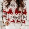 Women's Sweater Ugly Christmas Sweater Pullover Sweater Jumper Crew Neck Knit Rabbit Fur Knitted Fall Winter Xmas Christmas Daily Weekend Stylish Casual Soft Long Sleeve Animal Floral Red Blue S M L -Xmas Cothing Store iteogb1632306079059