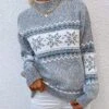 Women's Pullover Sweater Jumper Turtleneck Ribbed Knit Acrylic Knitted Fall Winter Christmas Daily Xmas Holiday Vintage Style Long Sleeve Snowflake Pink Blue Apricot S M L -Xmas Cothing Store ivbfrp1630893285973 1