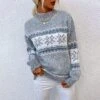 Women's Ugly Christmas Sweater Pullover Sweater Jumper Turtleneck Ribbed Knit Acrylic Knitted Fall Winter Xmas Holiday Vintage Style Long Sleeve Snowflake Pink Blue Apricot S M L -Xmas Cothing Store ivbfrp1630893285973