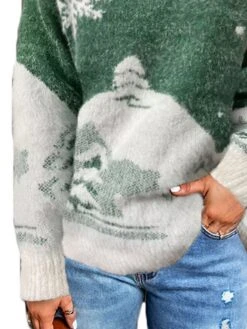 Women's Ugly Christmas Sweater Pullover Sweater Jumper Turtleneck Ribbed Knit Polyester Knitted Fall Winter Xmas Holiday Stylish Casual Soft Long Sleeve Christmas Tree Snowflake Red Green S M L -Xmas Cothing Store ixiwmm1663232348326