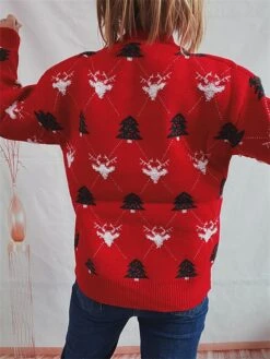 Women's Ugly Christmas Sweater Pullover Sweater Jumper Crew Neck Ribbed Knit Polyester Oversized Fall Winter Regular Outdoor Christmas Daily Stylish Casual Soft Long Sleeve Elk Christmas Tree Red -Xmas Cothing Store ixkfso1696903379322