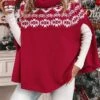 Women's Ugly Christmas Sweater Ugly Sweater Christmas Sweaters Turtleneck Ribbed Knit Polyester Knitted Print Fall Winter Regular Outdoor Christmas Daily Stylish Casual Soft Long Sleeve Geometric Red -Xmas Cothing Store ixpplo1697290855493