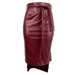 Women's Pencil Bodycon Work Skirts Faux Leather Black Red Wine Camel Skirts Xmas Business Elegant Christmas Office / Career S M L -Xmas Cothing Store iyltby1643101268137