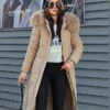 Women's Puffer Jacket Long With Pockets Fur Collar Coat Black Khaki Off-white Red Stylish Christmas Winter Zipper Hoodie Regular Fit L XL XXL XXXL / Daily / Casual / Windproof / Solid Color