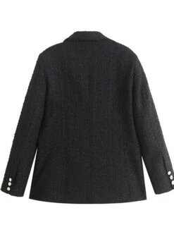 Women's Blazer Formal Pocket Plain Windproof Stylish Christmas Regular Fit Outerwear Long Sleeve Fall Black XS -Xmas Cothing Store jbefyh1691478616900