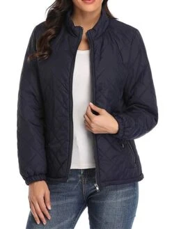 Women's Parka Outdoor Christmas Street Xmas Fall Winter Regular Coat Stand Collar Regular Fit Thermal Warm Windproof Comtemporary Casual Minimalism Jacket Long Sleeve Solid Color With Pockets Full Zip -Xmas Cothing Store jbqcyo1693389136134