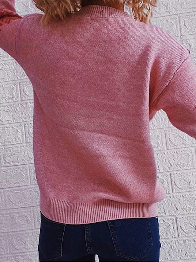 Women's Ugly Christmas Sweater Pullover Sweater Jumper Crew Neck Ribbed Knit Polyester Patchwork Fall Winter Regular Xmas Daily Going Out Stylish Casual Soft Long Sleeve Elk Pink Red Green S M L 12 Women's Ugly Christmas Sweater Pullover Sweater Jumper Crew Neck Ribbed Knit Polyester Patchwork Fall Winter Regular Xmas Daily Going Out Stylish Casual Soft Long Sleeve Elk Pink Red Green S M L - Image 10