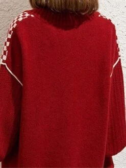 Women's Cardigan Sweater Open Front Ribbed Knit Polyester Button Pocket Fall Winter Short Outdoor Christmas Daily Stylish Casual Soft Long Sleeve Plaid Shallow Rice Red Orange One-Size Xmas -Xmas Cothing Store jfyclm1695262424837