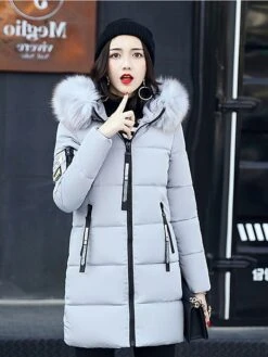 Women's Puffer Jacket Long With Pockets Slim Fit Fur Collar Coat Powder Bean Green White Black Gray Classic Style Christmas Winter Zipper Hoodie Regular Fit M L XL XXL XXXL / Daily / Windproof -Xmas Cothing Store jgwipr1637558187089