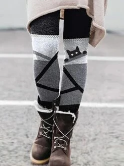 Women's Tights Leggings Ankle-Length Print Micro-elastic Mid Waist Fashion Xmas Christmas Halloween Black Red S M Spring &Fall -Xmas Cothing Store jhqtpe1666334370751