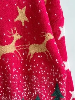 Women's Ugly Christmas Sweater Pullover Sweater Jumper Crew Neck Ribbed Knit Polyester Oversized Fall Winter Regular Outdoor Xmas Daily Stylish Casual Soft Long Sleeve Star Elk Christmas Tree Red -Xmas Cothing Store jicfun1696823474039