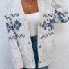 Women's Ugly Christmas Sweater Pullover Sweater Jumper Cardigan Sweater V Neck Ribbed Knit Polyester Button Pocket Knitted Fall Winter Outdoor Xmas Holiday Stylish Casual Soft Long Sleeve -Xmas Cothing Store jjbpqz1666862101553