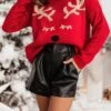 Women's Ugly Christmas Sweater Pullover Sweater Jumper Turtleneck Ribbed Knit Acrylic Patchwork Fall Winter Regular Xmas Daily Going Out Stylish Casual Soft Long Sleeve Elk Red S M L -Xmas Cothing Store jkfyvf1694777355690