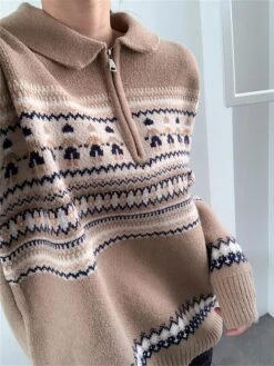 Women's Ugly Christmas Sweater Pullover Sweater Jumper Christmas Sweaters Shirt Collar Ribbed Knit Polyester Knitted Print Fall Winter Regular Outdoor Christmas Daily Stylish Casual Soft Long Sleeve -Xmas Cothing Store jlrjrf1697290950089