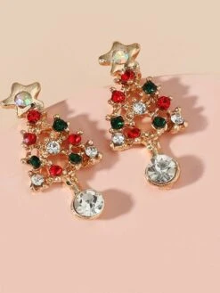 1 Pair Stud Earrings For Women's AAA Cubic Zirconia Christmas Street Alloy Classic Fashion