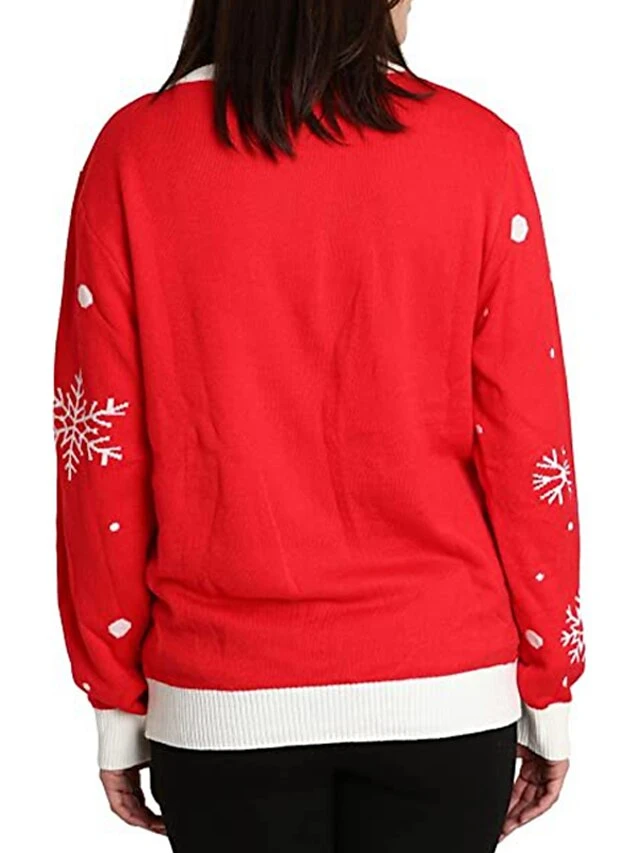 Women's Ugly Christmas Sweater Pullover Sweater Jumper Crew Neck Ribbed Knit Acrylic Knitted Fall Winter Outdoor Xmas Daily Stylish Casual Soft Long Sleeve Elk Snowflake Red S M L 5 Women's Ugly Christmas Sweater Pullover Sweater Jumper Crew Neck Ribbed Knit Acrylic Knitted Fall Winter Outdoor Xmas Daily Stylish Casual Soft Long Sleeve Elk Snowflake Red S M L - Image 3