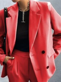 Women's Suits Blazer Office Christmas Work Xmas Spring Fall Coat Regular Fit Thermal Warm Windproof Breathable Stylish Contemporary Modern Style Jacket Long Sleeve Solid Color With Pockets Oversize -Xmas Cothing Store jndjrs1690534708443