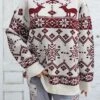 Women's Ugly Christmas Sweater Pullover Sweater Jumper Christmas Sweaters Crew Neck Ribbed Knit Acrylic Knitted Fall Winter Regular Outdoor Christmas Daily Fashion Casual Soft Long Sleeve Elk -Xmas Cothing Store jonkac1697626871802
