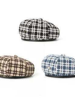 Women Beret Hat Vintage French Plaid Painter Hat SpringAutumn Girls Female Octagonal Beret Caps For Valentine's Day Christmas Gift -Xmas Cothing Store jpcprj1689669931710