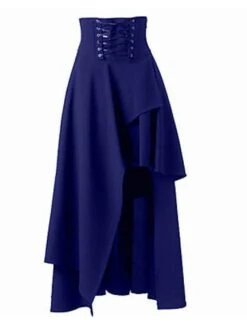 Women's Skirt Swing Midi Black Wine Red Brown Skirts Fall & Winter Drawstring Irregular Hem High Waist Vintage Fashion Elegant Xmas Christmas Street S M L -Xmas Cothing Store jtwxyk1693476299116