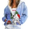 Women's Teddy Coat Hoodie Jacket Warm Breathable Outdoor Christmas Daily Wear Vacation Pocket Print Zipper Hoodie Active Sports Comfortable Xmas Snowman Regular Fit Outerwear Long Sleeve Fall -Xmas Cothing Store jucoea1667452651391