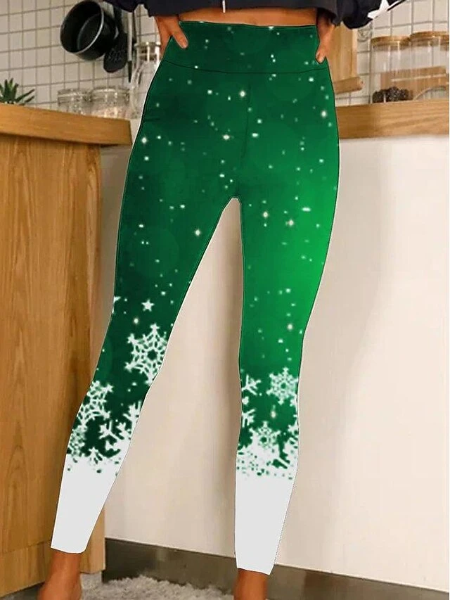 Women's Leggings Green Light Red Dark Green Sparkle Sparkle & Shine Christmas Casual Xmas Leisure Sports Print Stretchy Ankle-Length Tummy Control Leaf S M L XL 2XL 6 Women's Leggings Green Light Red Dark Green Sparkle Sparkle & Shine Christmas Casual Xmas Leisure Sports Print Stretchy Ankle-Length Tummy Control Leaf S M L XL 2XL - Image 4