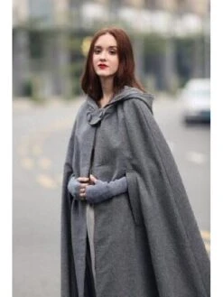 Women's Winter Coat Cloak / Halloween Xmas Capes Long Layered Coat Warm Windproof Overcoat Fall Single Breasted Hooded Coat Green Black Blue Gray Christmas Crewneck S M L XL / Winter -Xmas Cothing Store jxorwg1605796241235