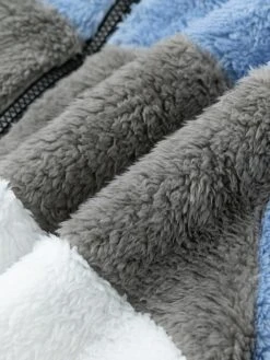 Women's Plus Size Fleece Sherpa Jacket Teddy Coat With Hood Christmas Windproof Warm Zipper Coat Fashion Plush Outdoor Xmas Casual Color Block Regular Fit Outerwear Long Sleeve Fall -Xmas Cothing Store jzavkt1697534237190