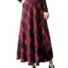 Women's Skirt A Line Swing Long Plaid Print Skirt Maxi Red Navy Blue Skirts Fall & Winter High Waist Fashion Xmas Elegant Christmas Street S M L