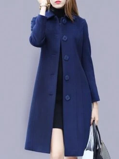 Women's Winter Coat Wool Blend Coat Long Overcoat Single Breasted Lapel Pea Coat Christmas Party Outfit Red Warm Windproof Trench Coat -Xmas Cothing Store kdsxkm1628516689056