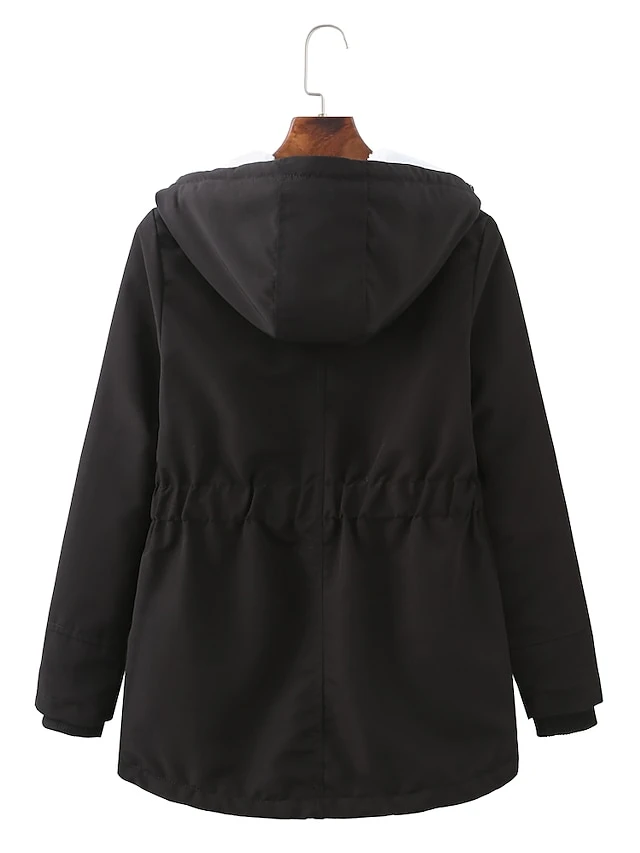 Women's Winter Coat Thicken Puffer Jacket Warm Fleece Parka With Hood Christmas Pink Waterproof Zipper Drawstring Heated Coat With Pocket Classic Outdoor Windproof Outerwear Red 11 Women's Winter Coat Thicken Puffer Jacket Warm Fleece Parka With Hood Christmas Pink Waterproof Zipper Drawstring Heated Coat With Pocket Classic Outdoor Windproof Outerwear Red - Image 9