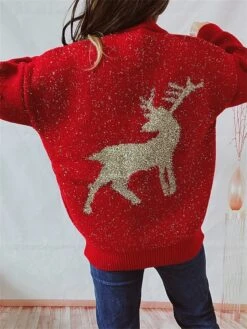Women's Ugly Christmas Sweater Pullover Sweater Jumper Crew Neck Ribbed Knit Polyester Patchwork Fall Winter Regular Outdoor Christmas Daily Stylish Casual Soft Long Sleeve Elk Red Beige S M L -Xmas Cothing Store kgqmss1696918504031