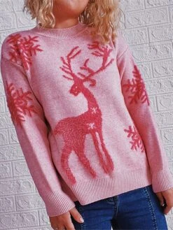 Women's Ugly Christmas Sweater Pullover Sweater Jumper Crew Neck Ribbed Knit Polyester Patchwork Fall Winter Regular Xmas Daily Going Out Stylish Casual Soft Long Sleeve Elk Pink Red Green S M L 27 Women's Ugly Christmas Sweater Pullover Sweater Jumper Crew Neck Ribbed Knit Polyester Patchwork Fall Winter Regular Xmas Daily Going Out Stylish Casual Soft Long Sleeve Elk Pink Red Green S M L -Xmas Cothing Store kheqck1695029154492