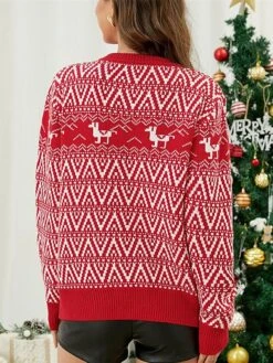 Women's Pullover Sweater Jumper Crew Neck Ribbed Knit Acrylic Oversized Fall Winter Short Christmas Daily Going Out Xmas Stylish Casual Soft Long Sleeve Animal No Lights S M L -Xmas Cothing Store khpncw1695175903064