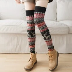 Women's Stockings Christmas Gift Daily Animal Patterned Polyester Acrylic Fibers Rabbit Hair Cosplay Casual Warm Leg Shaping Casual / Daily 1 Pair -Xmas Cothing Store kijxak1668049566345