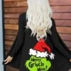 Women's Christmas Grinch Jacket Winter Open Front Cardigan Fall Coat Party Xmas Wear Loose Fit Outerwear Long Sleeve Black S -Xmas Cothing Store kjvuti1695816362891