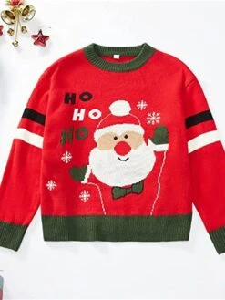 Women's Pullover Sweater Jumper Crew Neck Ribbed Knit Polyester Oversized Fall Winter Short Outdoor Christmas Daily Xmas Stylish Casual Soft Long Sleeve Letter Santa Claus Red S M L -Xmas Cothing Store kjwque1695175910679