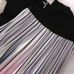 Women's Pleated Skirt Long Skirt Midi Cotton Blend White And Red Red Blue Orange Skirts Summer Print Christmas Party One-Size -Xmas Cothing Store kkcnad1693288634342