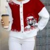 Women's Ugly Christmas Sweater Pullover Sweater Jumper V Neck Ribbed Knit Polyester Knitted Print Fall Winter Regular Outdoor Xmas Holiday Daily Stylish Casual Long Sleeve Animal Black Wine S M L -Xmas Cothing Store kkwuhd1697290815150