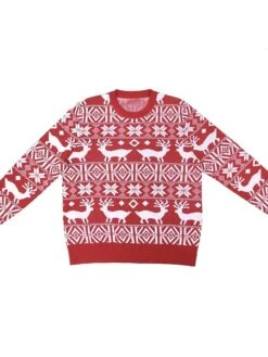 Women's Ugly Christmas Sweater Pullover Sweater Jumper Crew Neck Ribbed Knit Acrylic Oversized Fall Winter Regular Outdoor Xmas Daily Stylish Casual Soft Long Sleeve Geometric Elk Snowflake Wine -Xmas Cothing Store klsdbu1696903340334