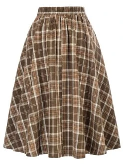 Women's Skirt A Line Swing Midi Red Blue Green Khaki Skirts Fall & Winter Print High Waist Fashion Casual Christmas Street Xmas S M L -Xmas Cothing Store kmftma1692948665033